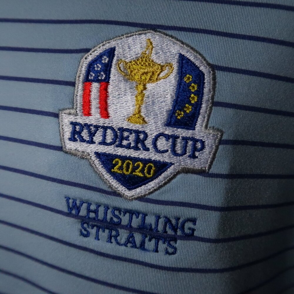 Ryder Cup Whistling Straits RLX Blue Striped Performance Polo (L)  ⛳️ ⛳️